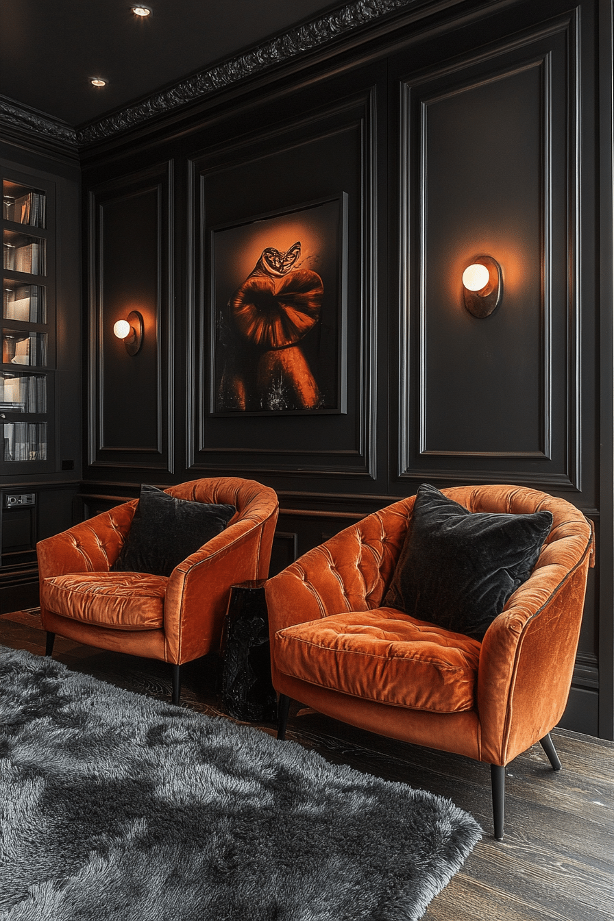 Grey and orange living room