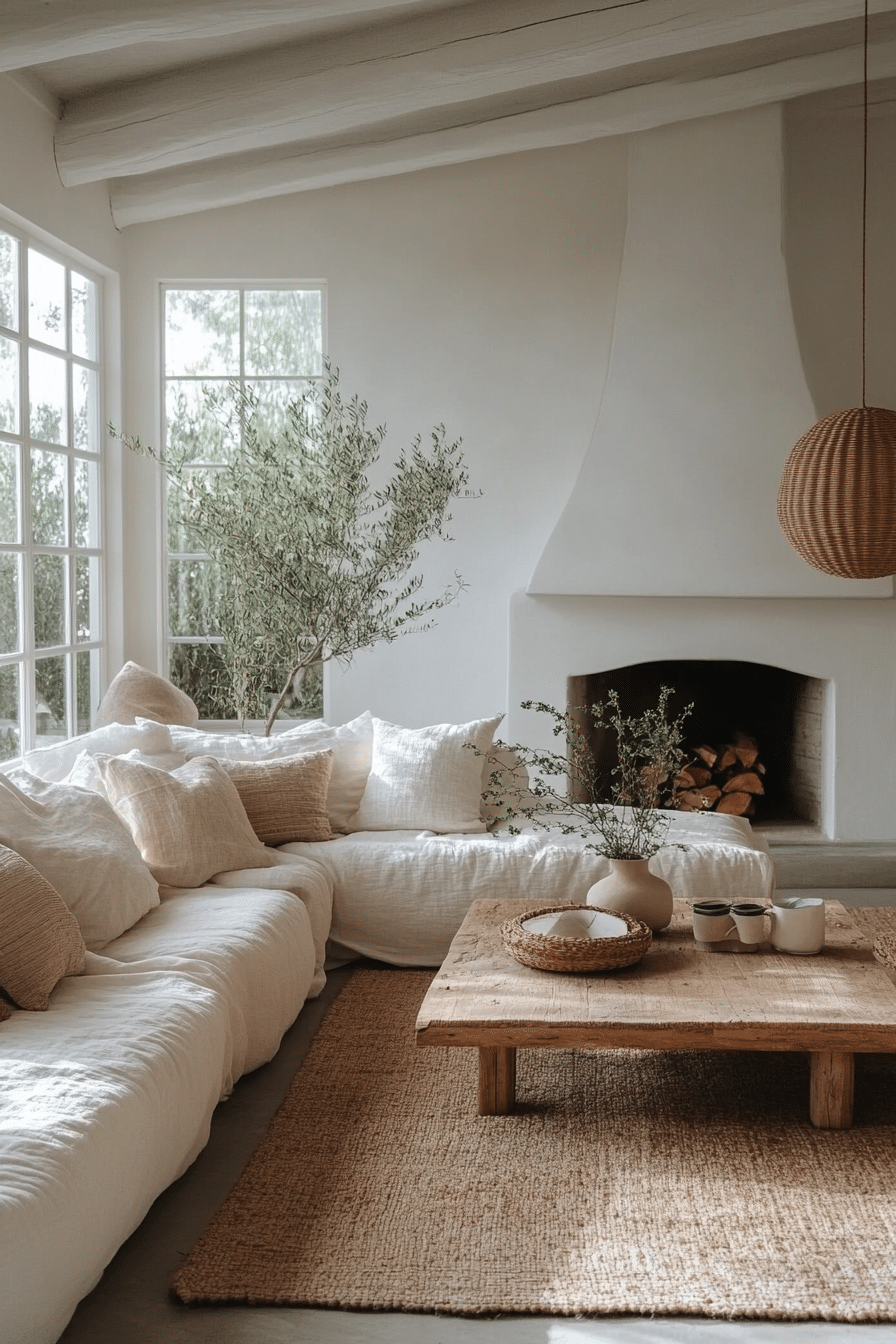 boho mid century modern living room