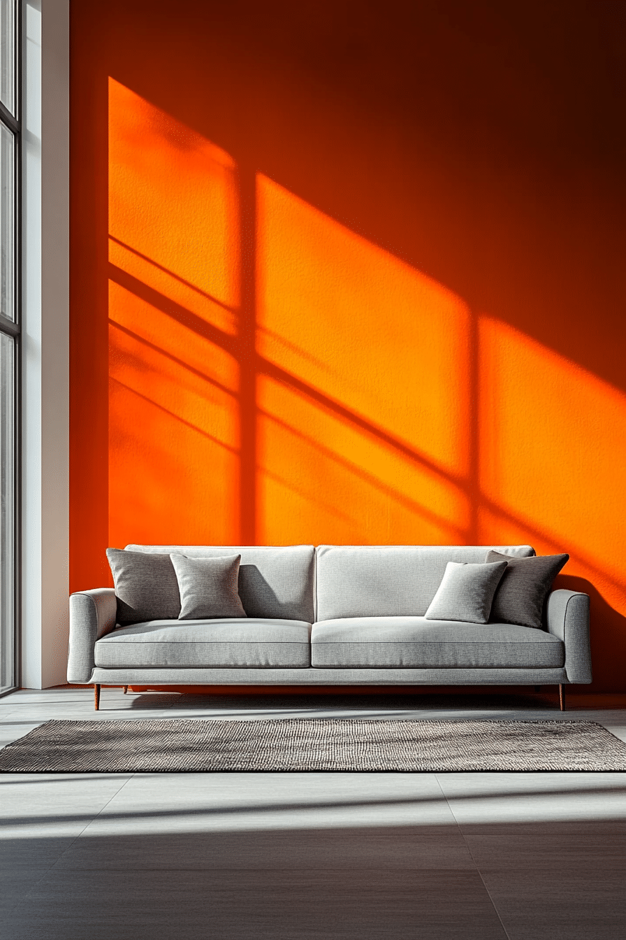 Grey and orange living room