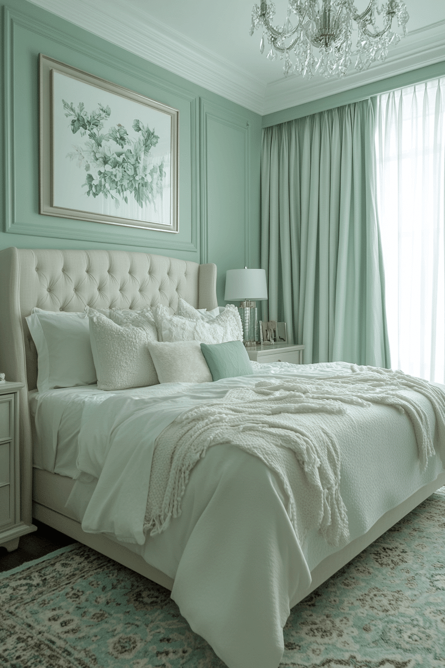 moody green bedroom