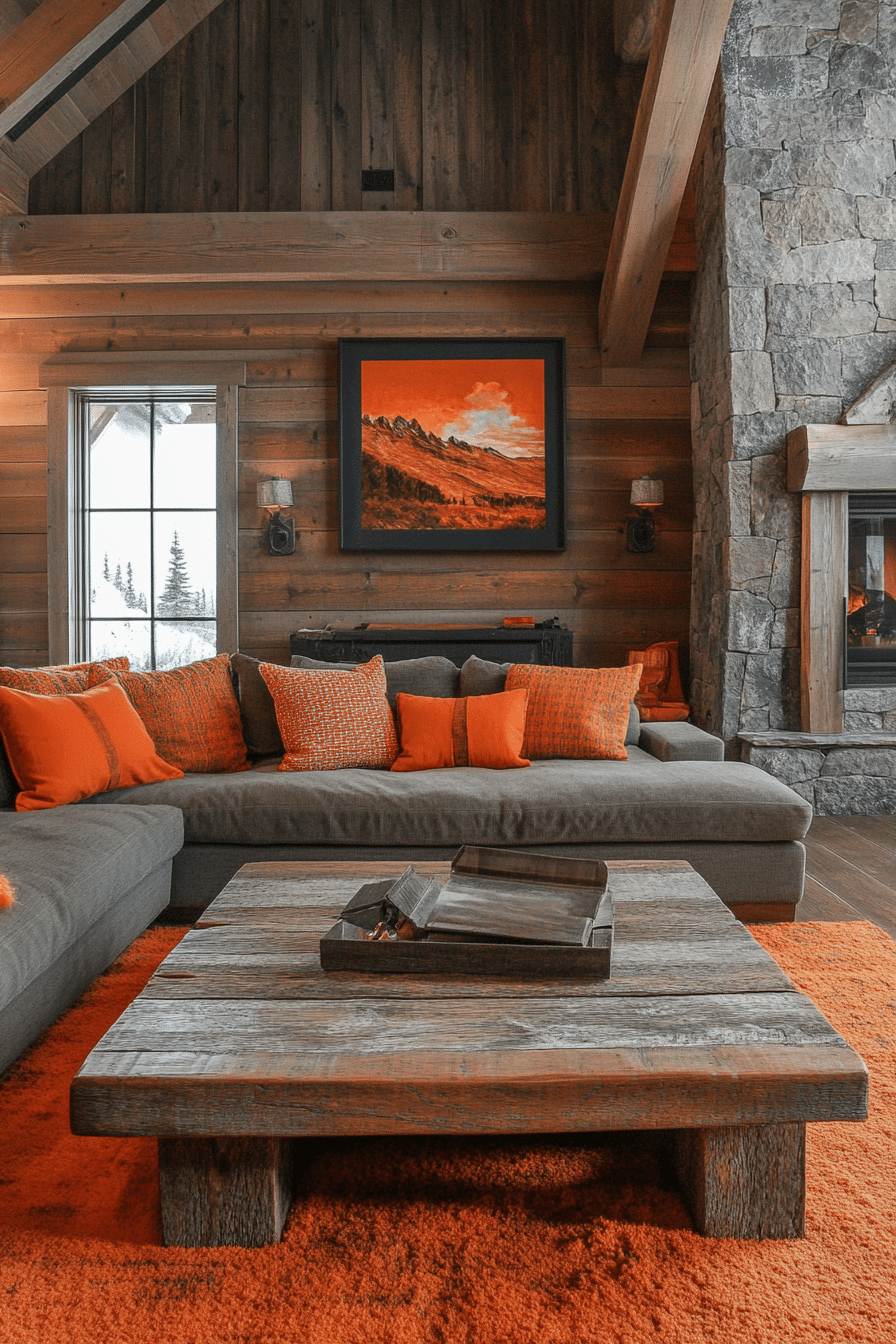 Grey and orange living room