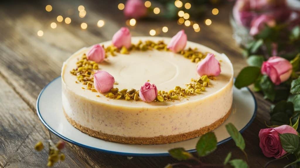 No-Bake Rosewater and Cardamom Cheesecake