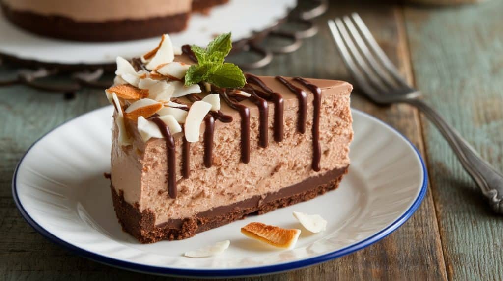 No-Bake Choco-Coconut Macaroon Cheesecake