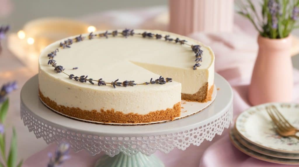 No-Bake White Chocolate Lavender Cheesecake