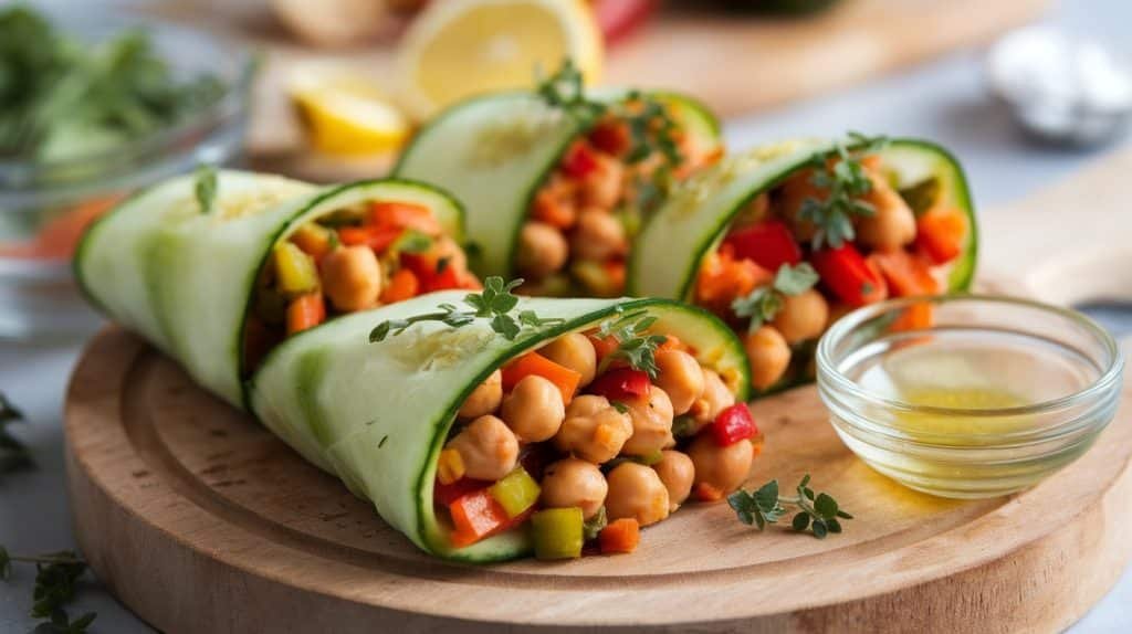 10-Minute Cucumber and Chickpea Wraps