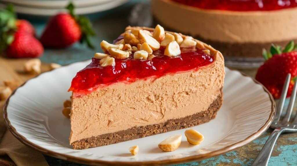 No-Bake Peanut Butter and Jelly Cheesecake