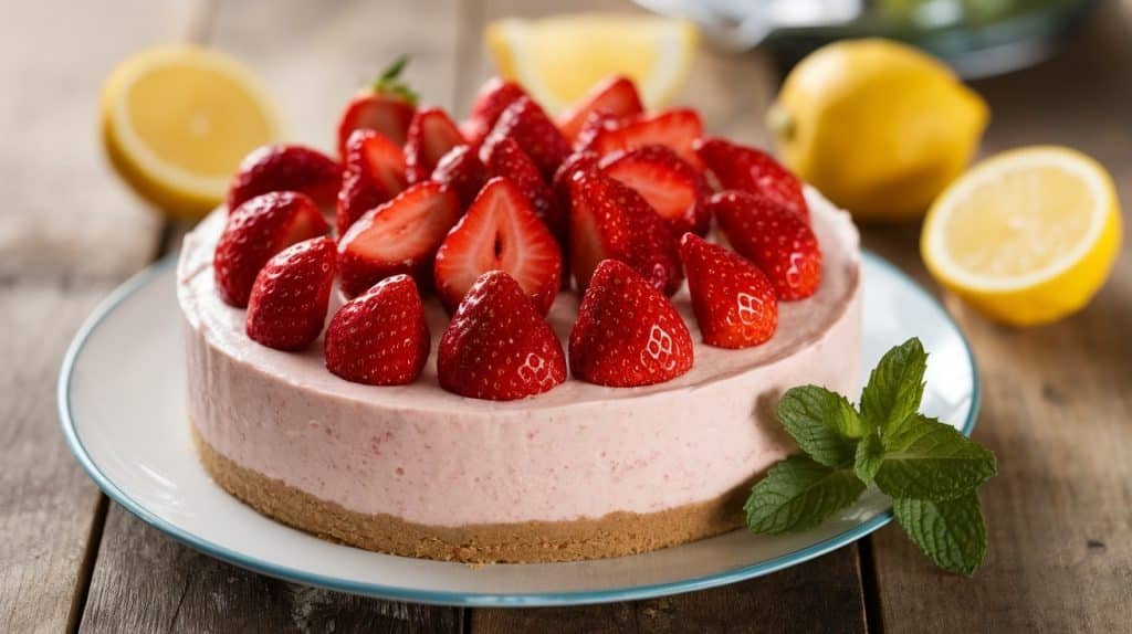 No-Bake Strawberry Lemon Cheesecake