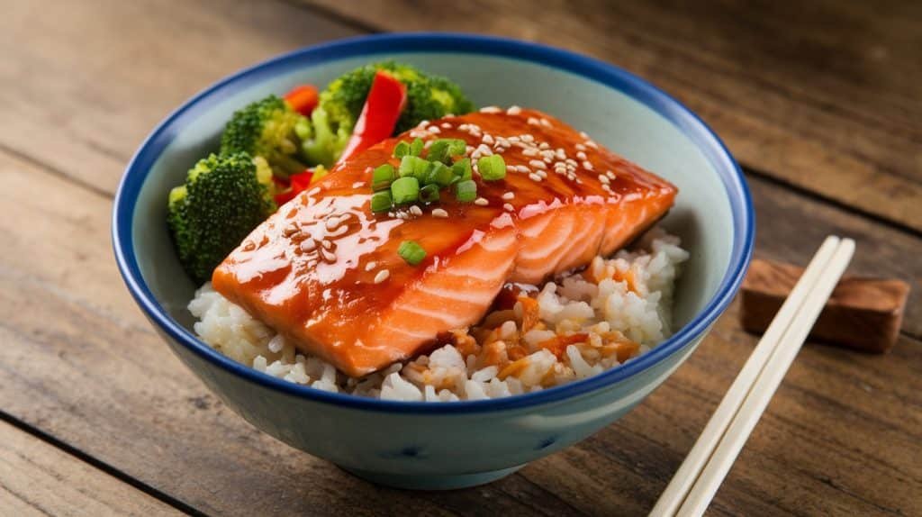 10-Minute Teriyaki Salmon Rice Bowls