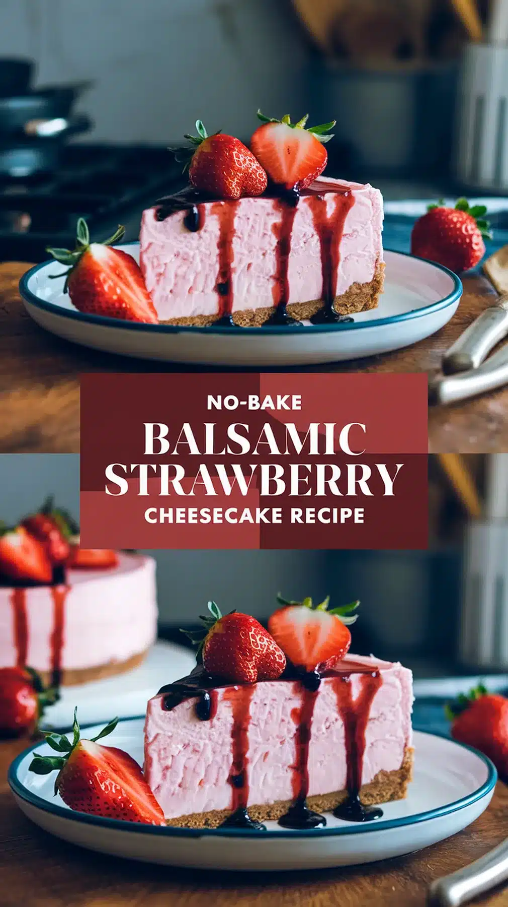 No-Bake Balsamic Strawberry Cheesecake