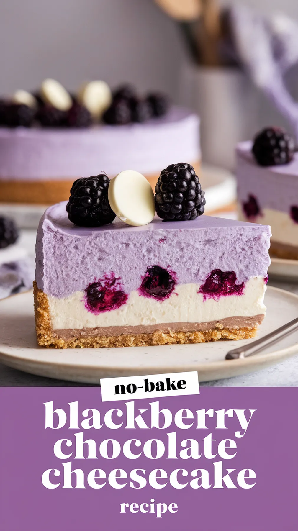 No-Bake Blackberry Chocolate Cheesecake