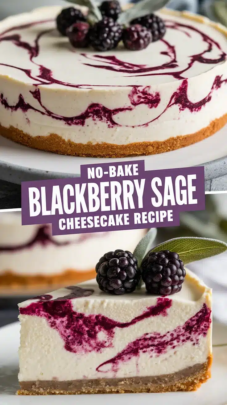 Delightful No-Bake Blackberry Sage Cheesecake Recipe 1 No-Bake Blackberry Sage Cheesecake