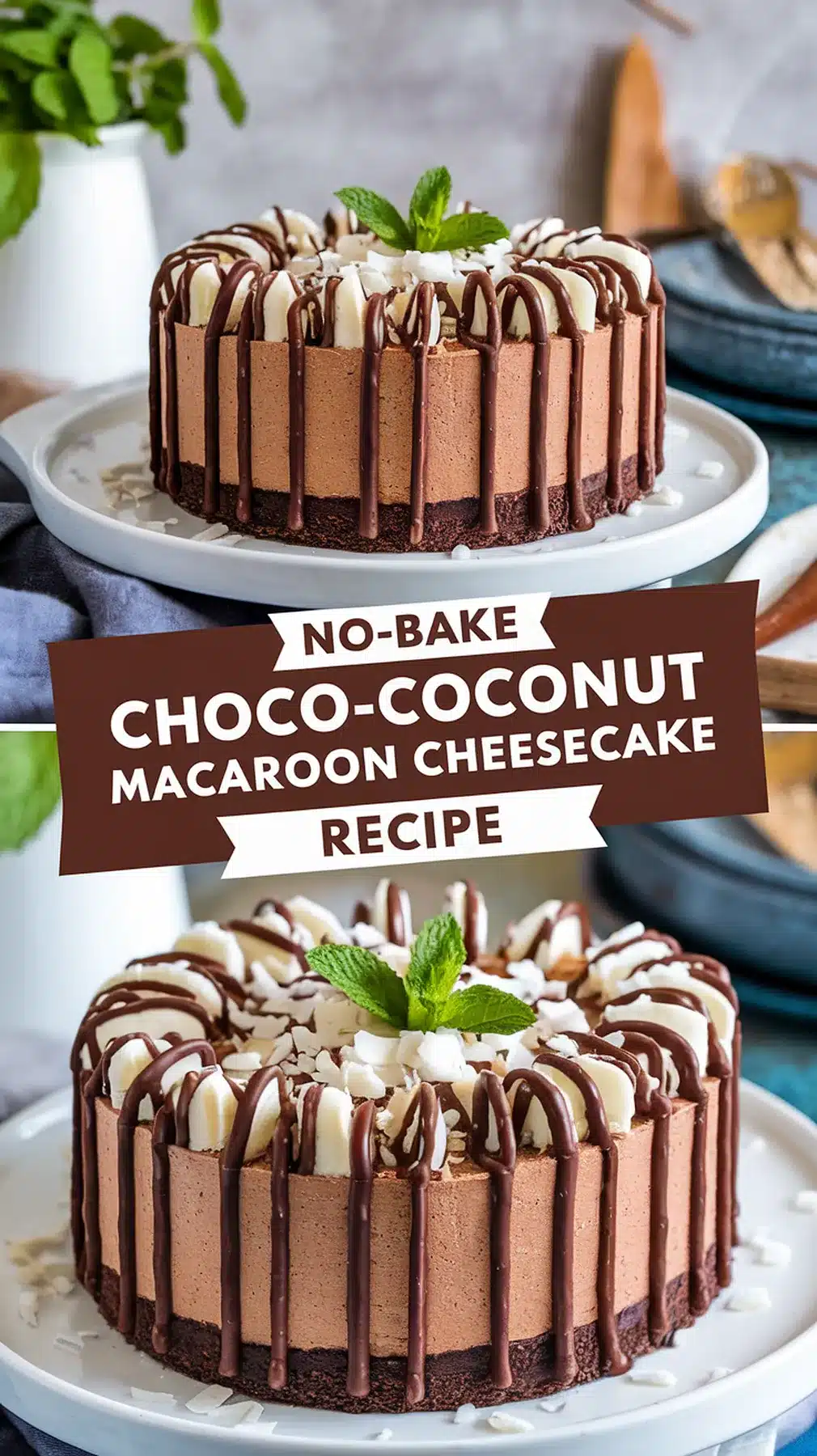 No-Bake Choco-Coconut Macaroon Cheesecake