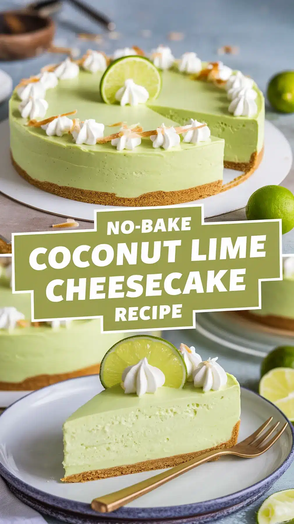 Refreshing No-Bake Coconut Lime Cheesecake 1 No-Bake Coconut Lime Cheesecake