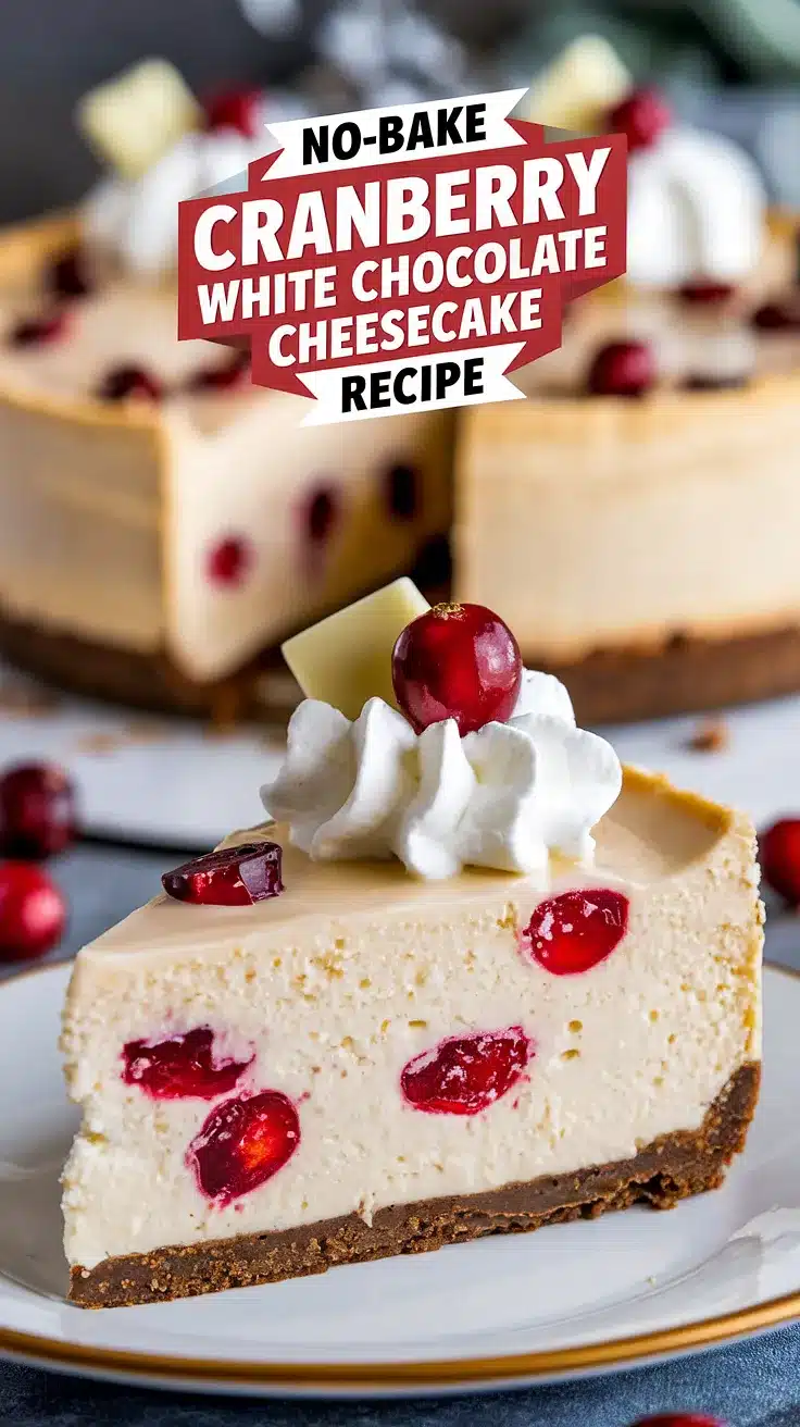 No-Bake Cranberry White Chocolate Cheesecake