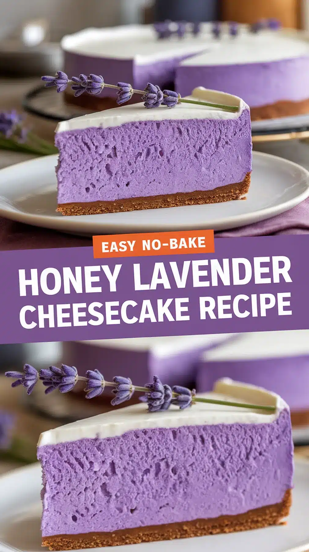 Delicate No-Bake Honey Lavender Cheesecake 1 No-Bake Honey Lavender Cheesecake
