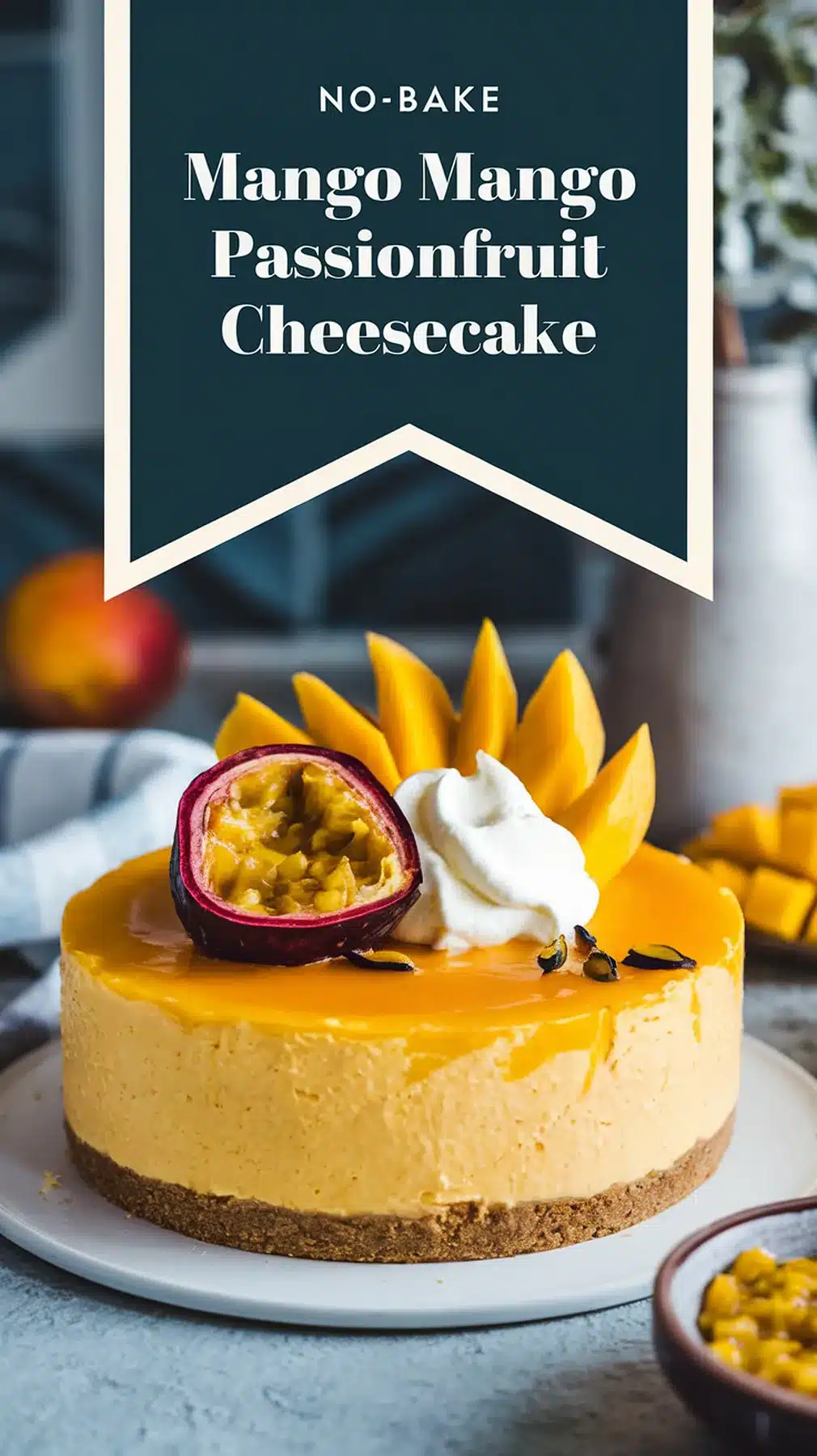 No-Bake Mango Passionfruit Cheesecake