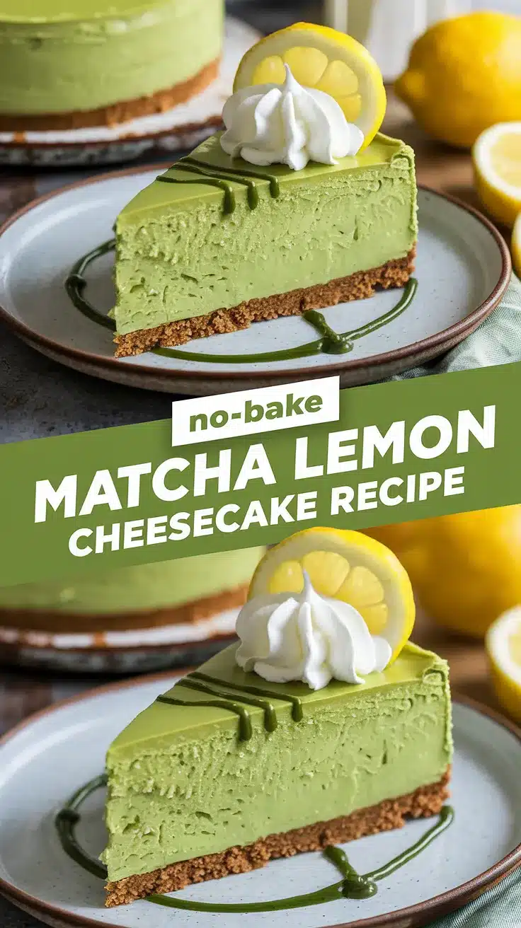 Refreshing No-Bake Matcha Lemon Cheesecake 1 No-Bake Matcha Lemon Cheesecake