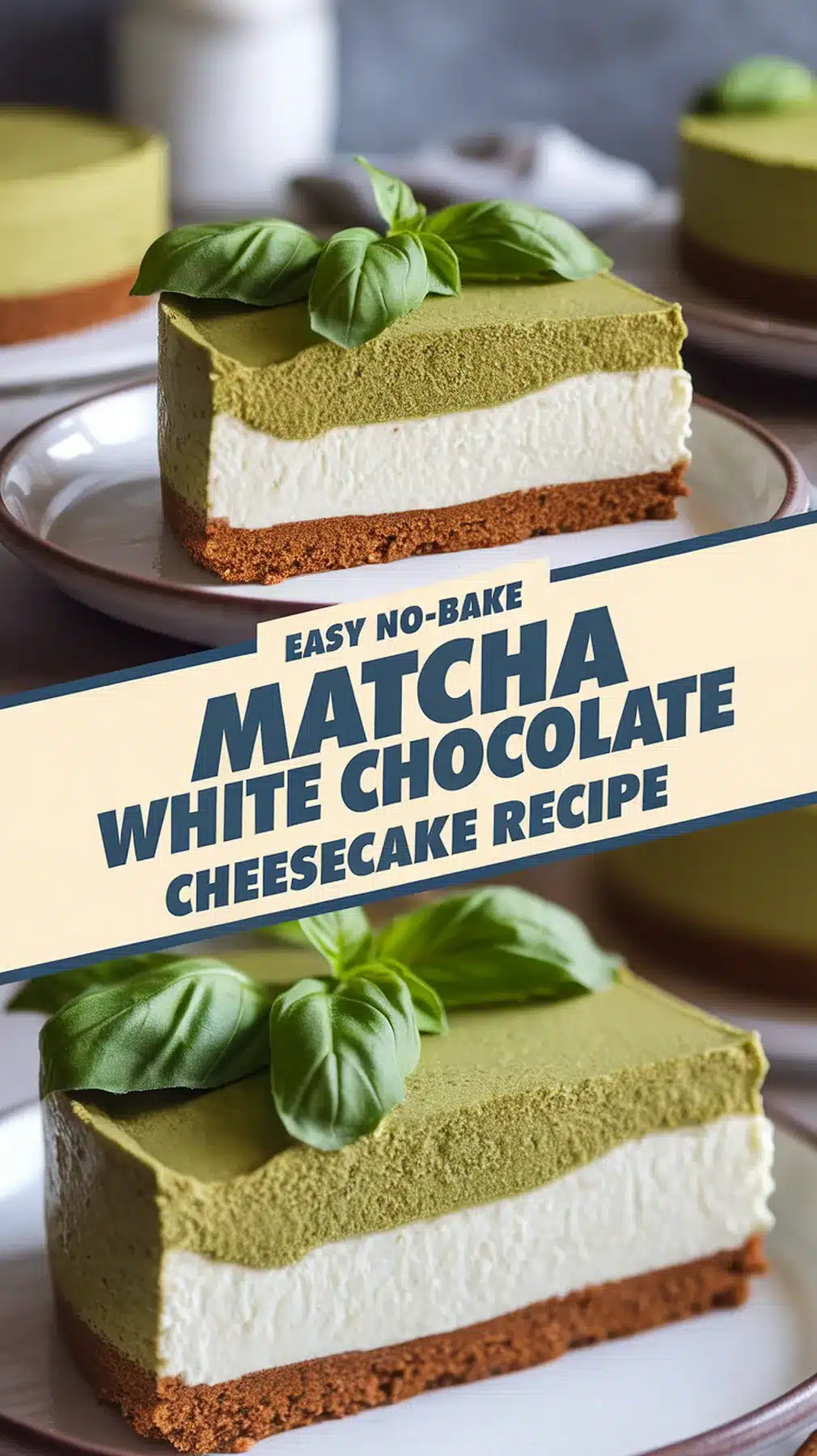 No-Bake Matcha White Chocolate Cheesecake Recipe 1 No-Bake Matcha White Chocolate Cheesecake