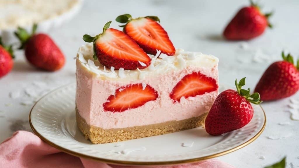 No-Bake Strawberry Coconut Cheesecake