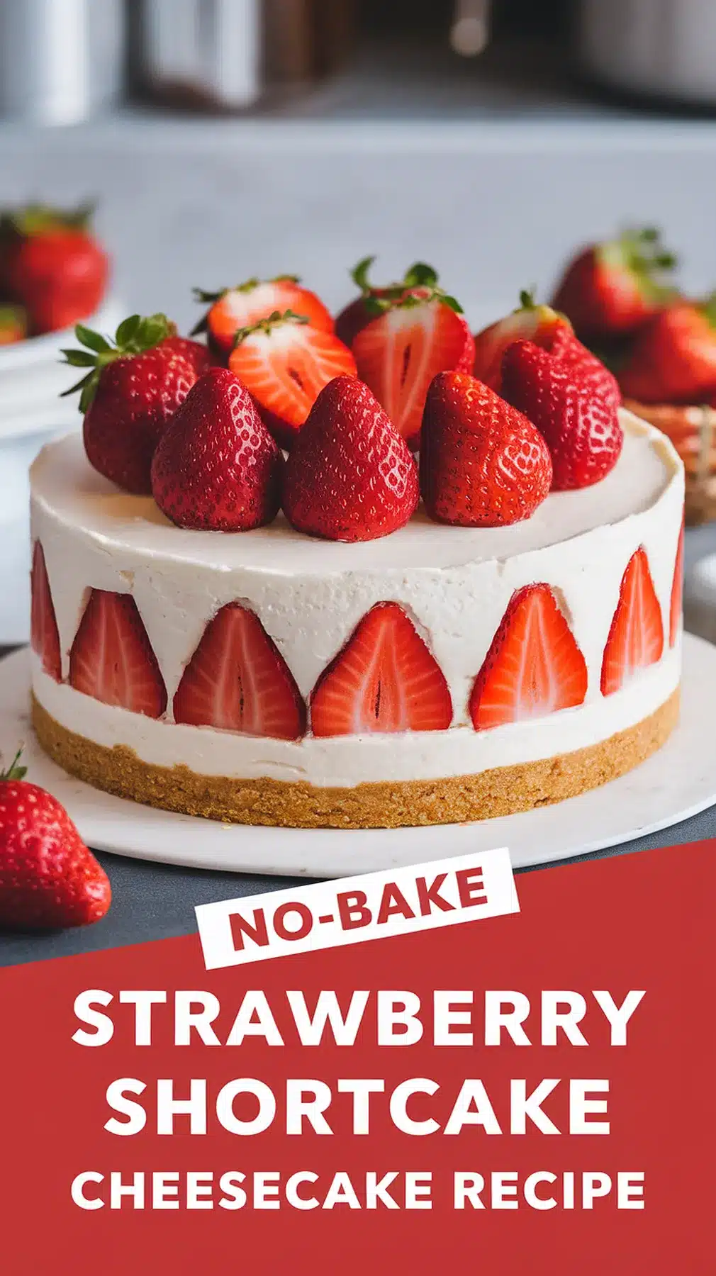 No-Bake Strawberry Shortcake Cheesecake