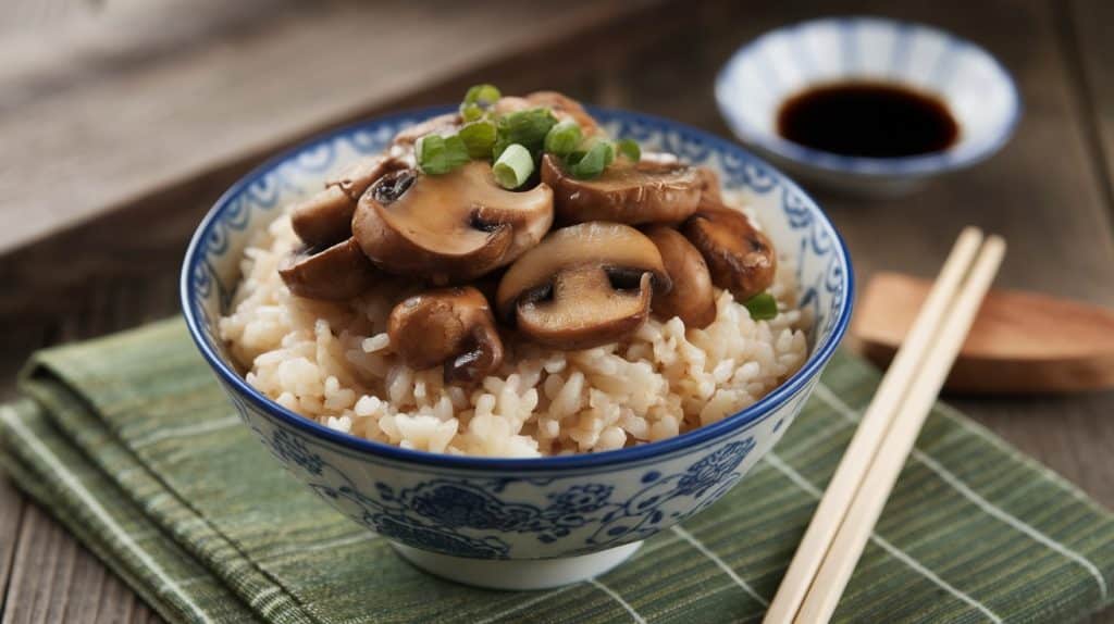 10-Minute Garlic Mushroom and Rice Bowls