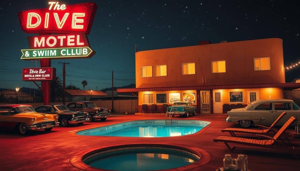 The Dive Bar, Motel & Swim Club retro vibe