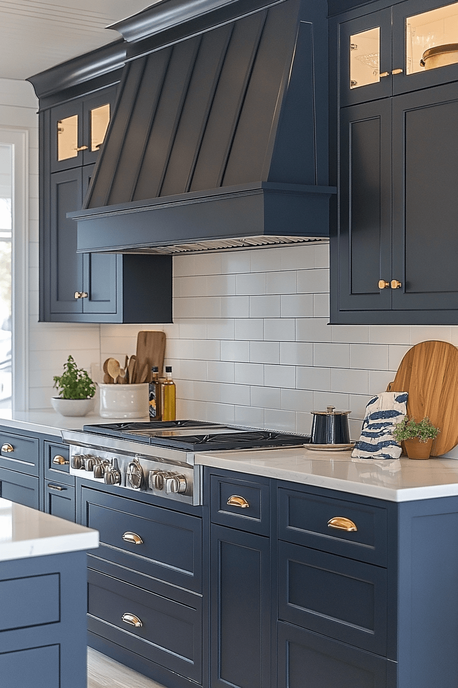 blue and white kitchen