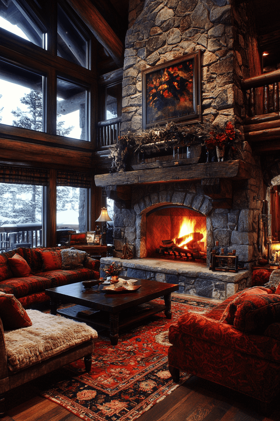 old cabin interior living room