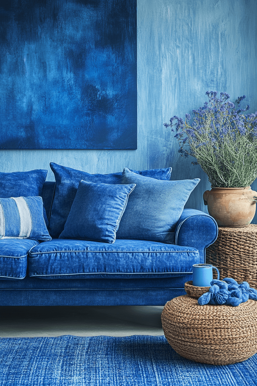 blue living room decor