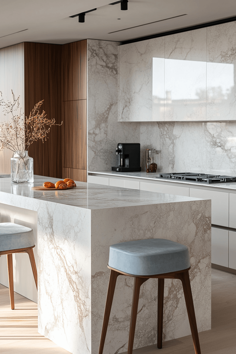 white marble kitchen