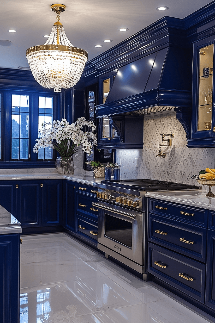 blue and white kitchen