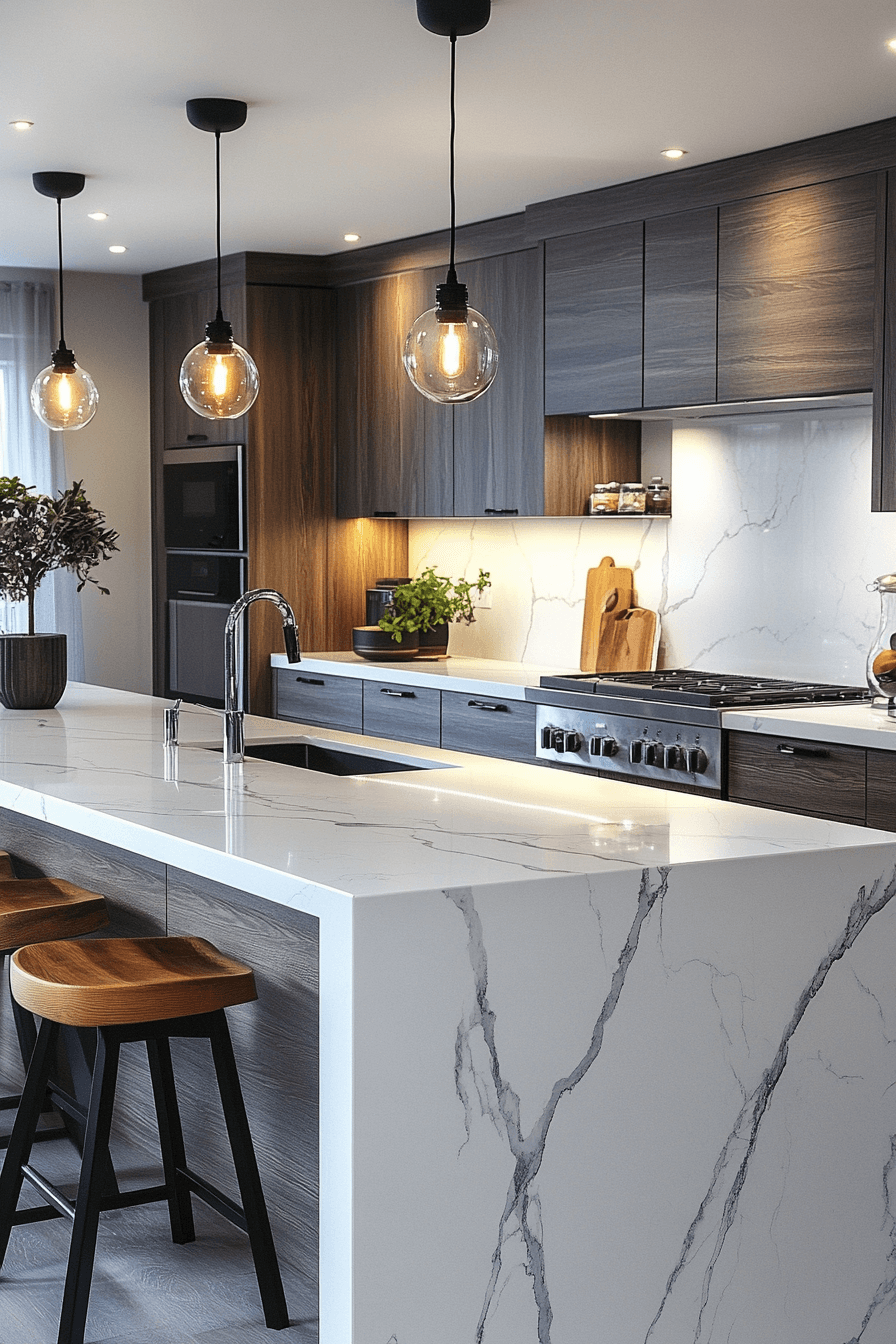 white marble kitchen