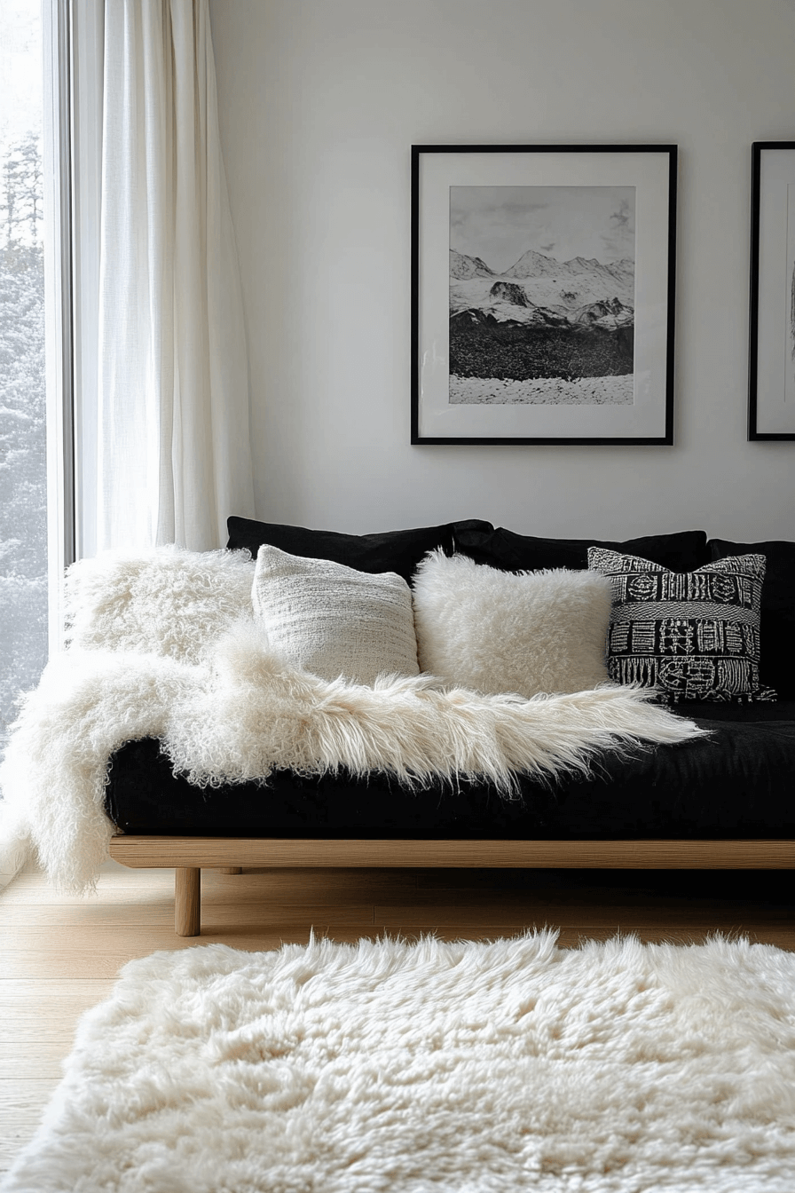 black and white living room decor