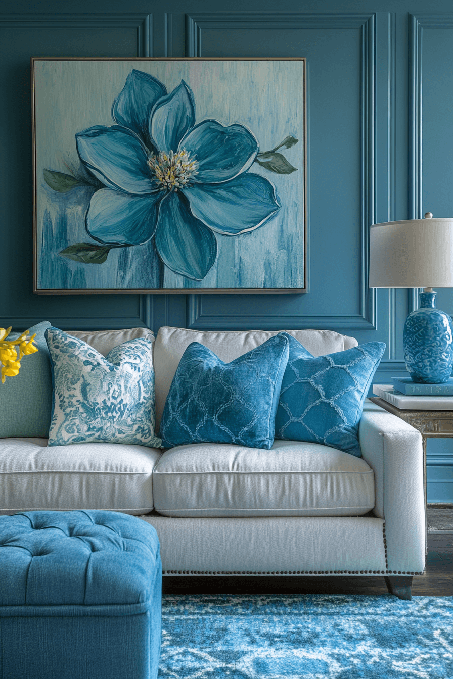 blue living room decor