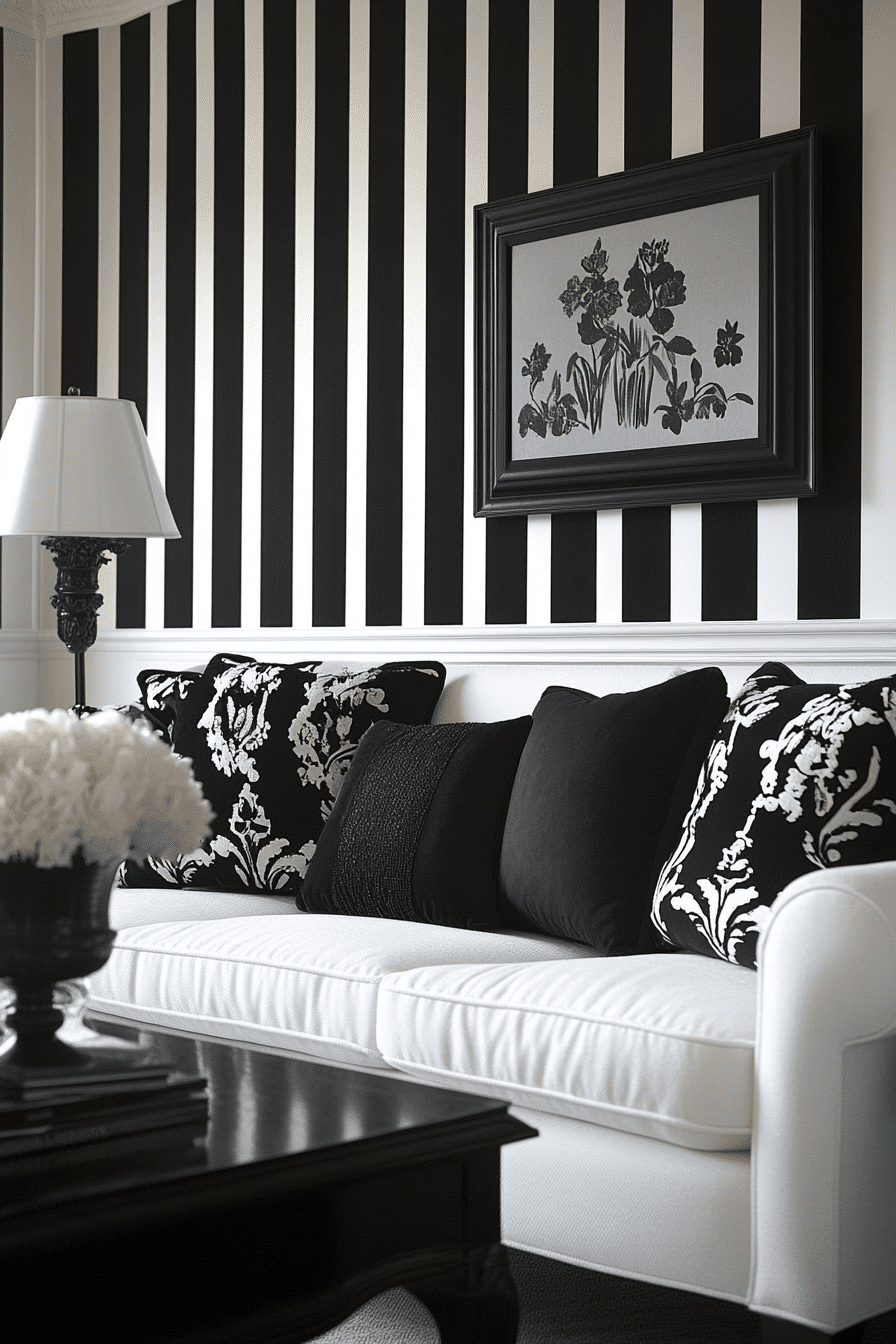 black and white living room decor