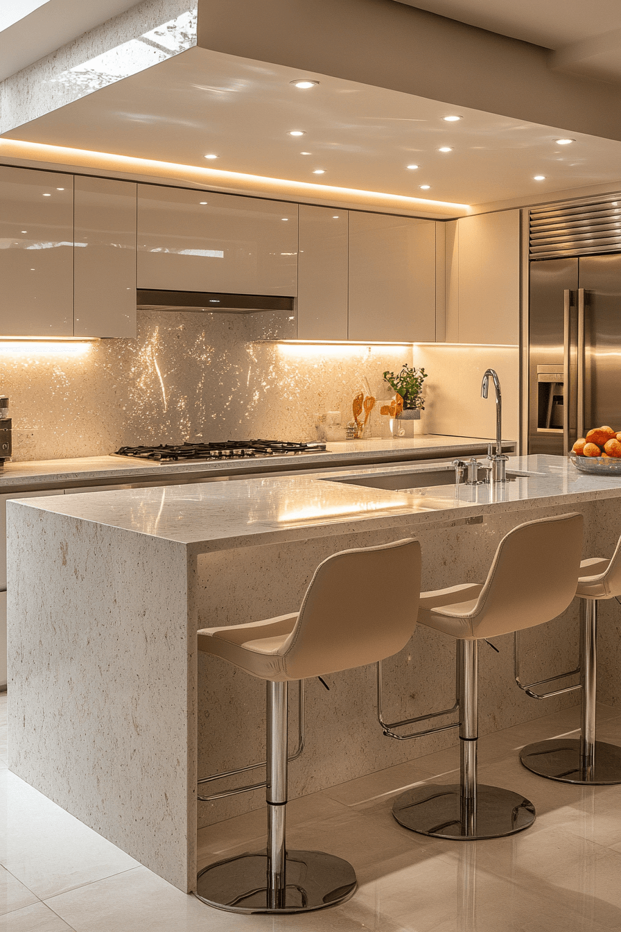 white marble kitchen