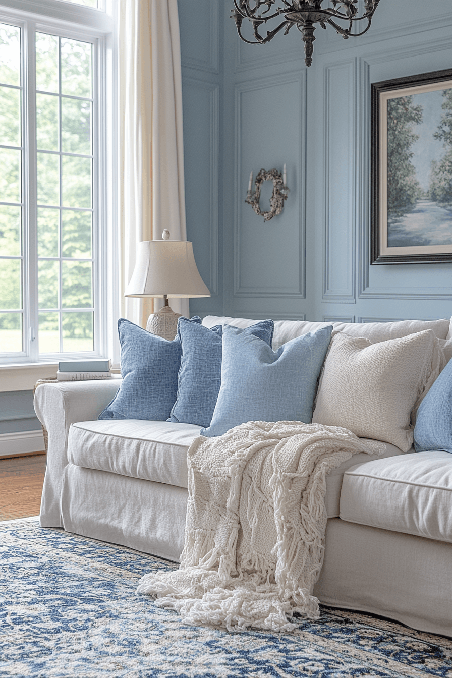 blue living room decor