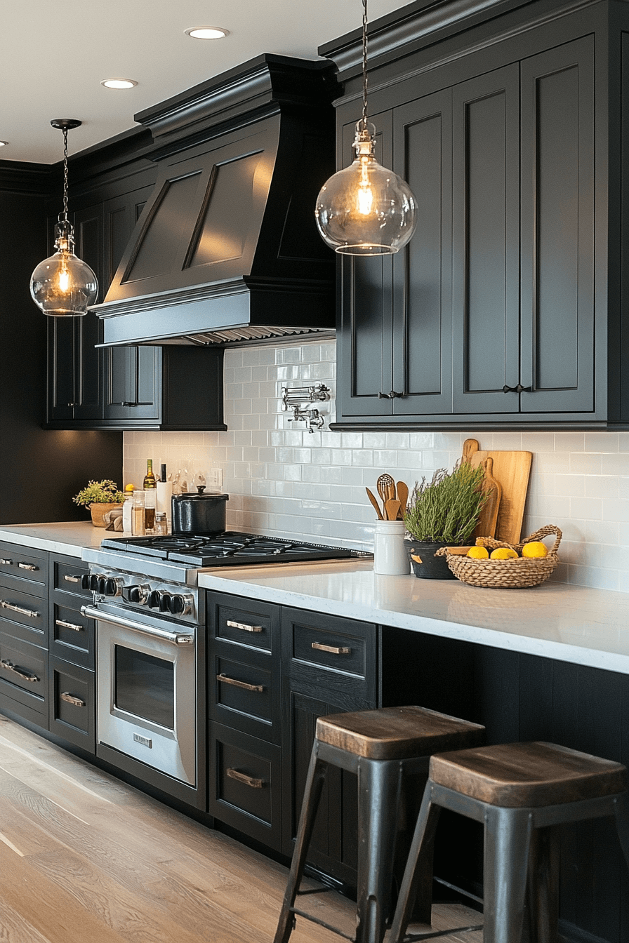 black and white kitchen cabinets
