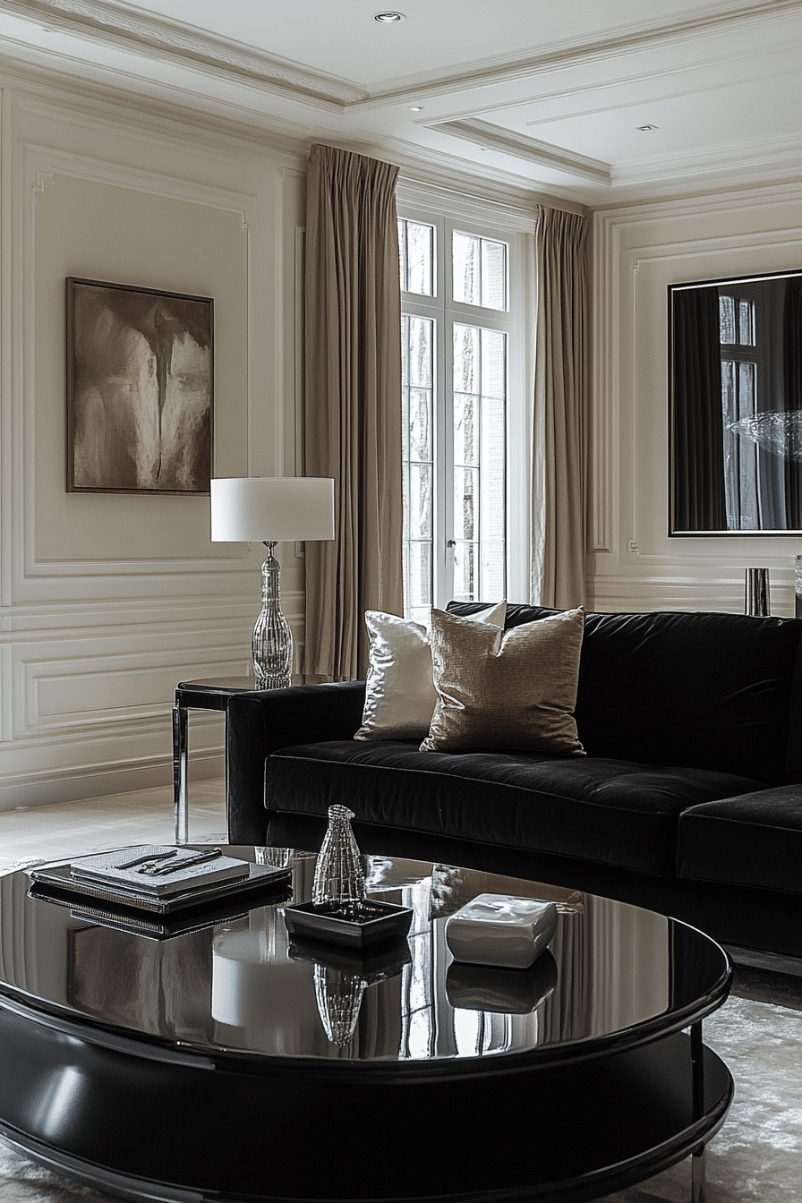black and white living room decor