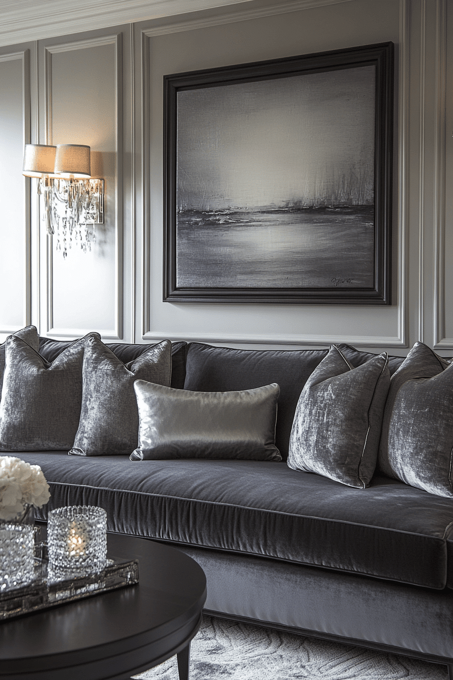 dark gray couch living room