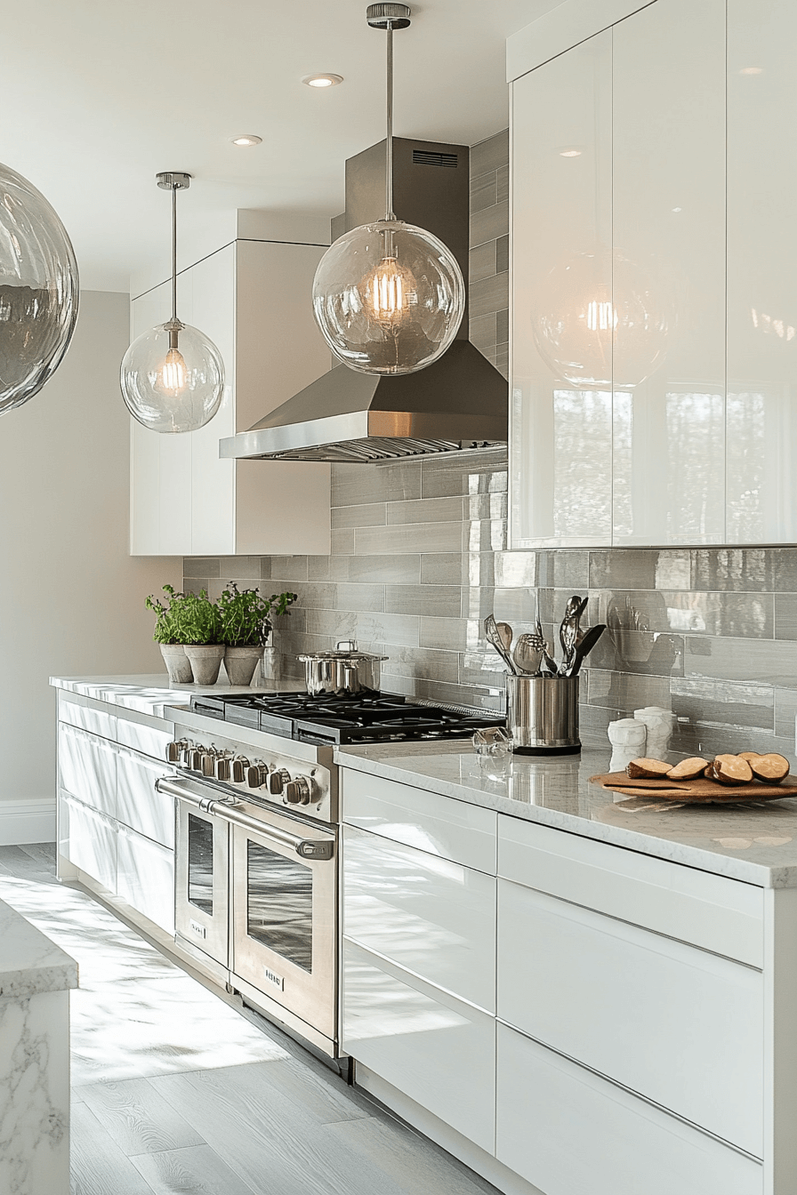 gray and white kitchen
