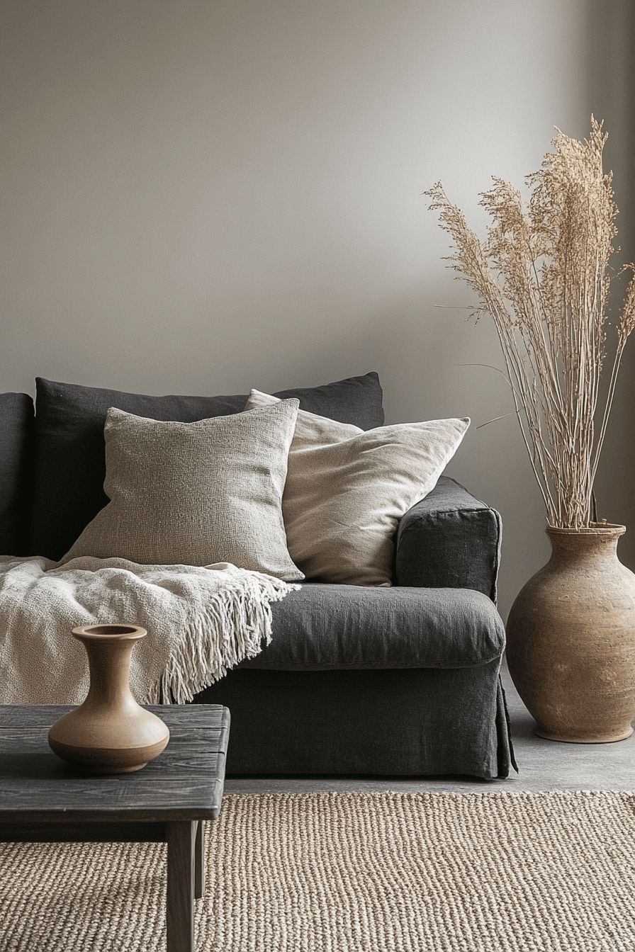 dark gray couch living room