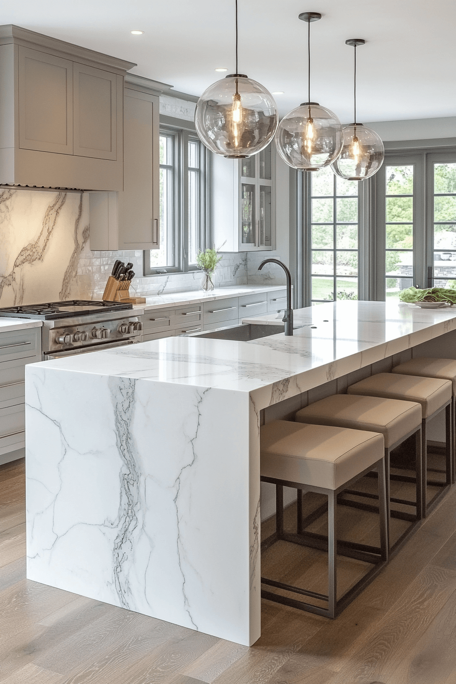 white marble kitchen
