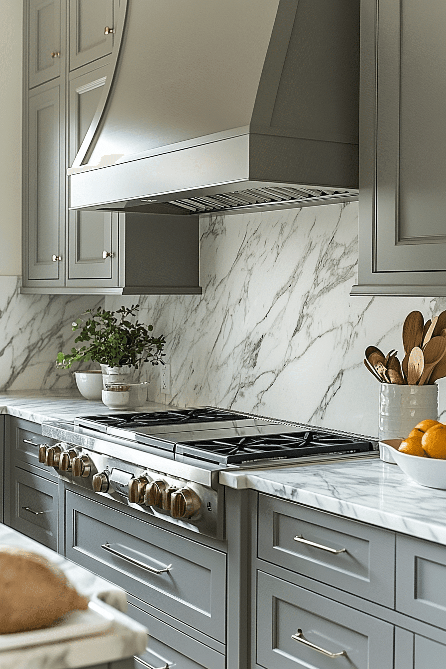 gray and white kitchen