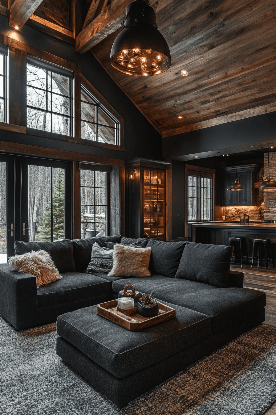 dark gray couch living room