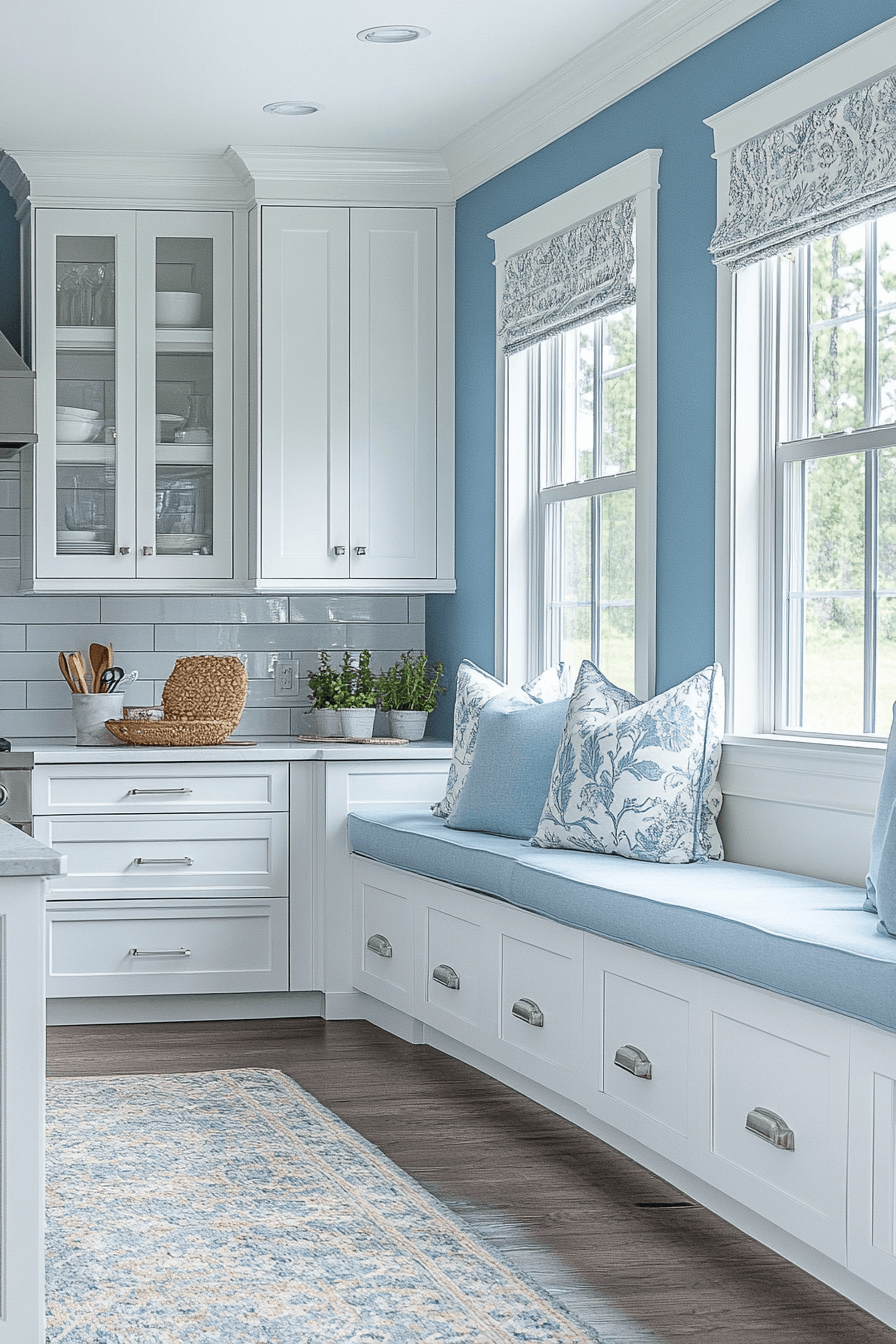 blue and white kitchen