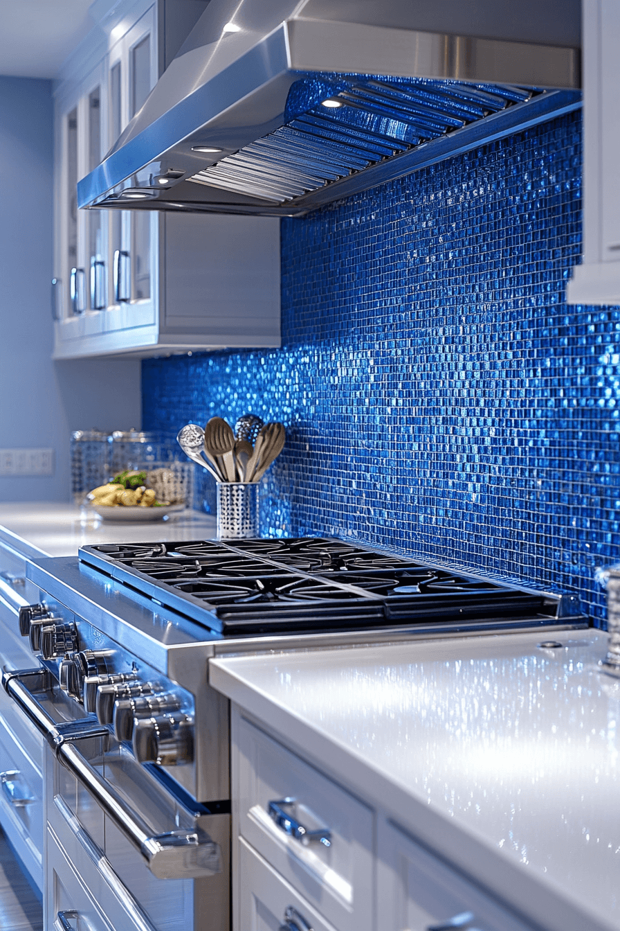 blue and white kitchen