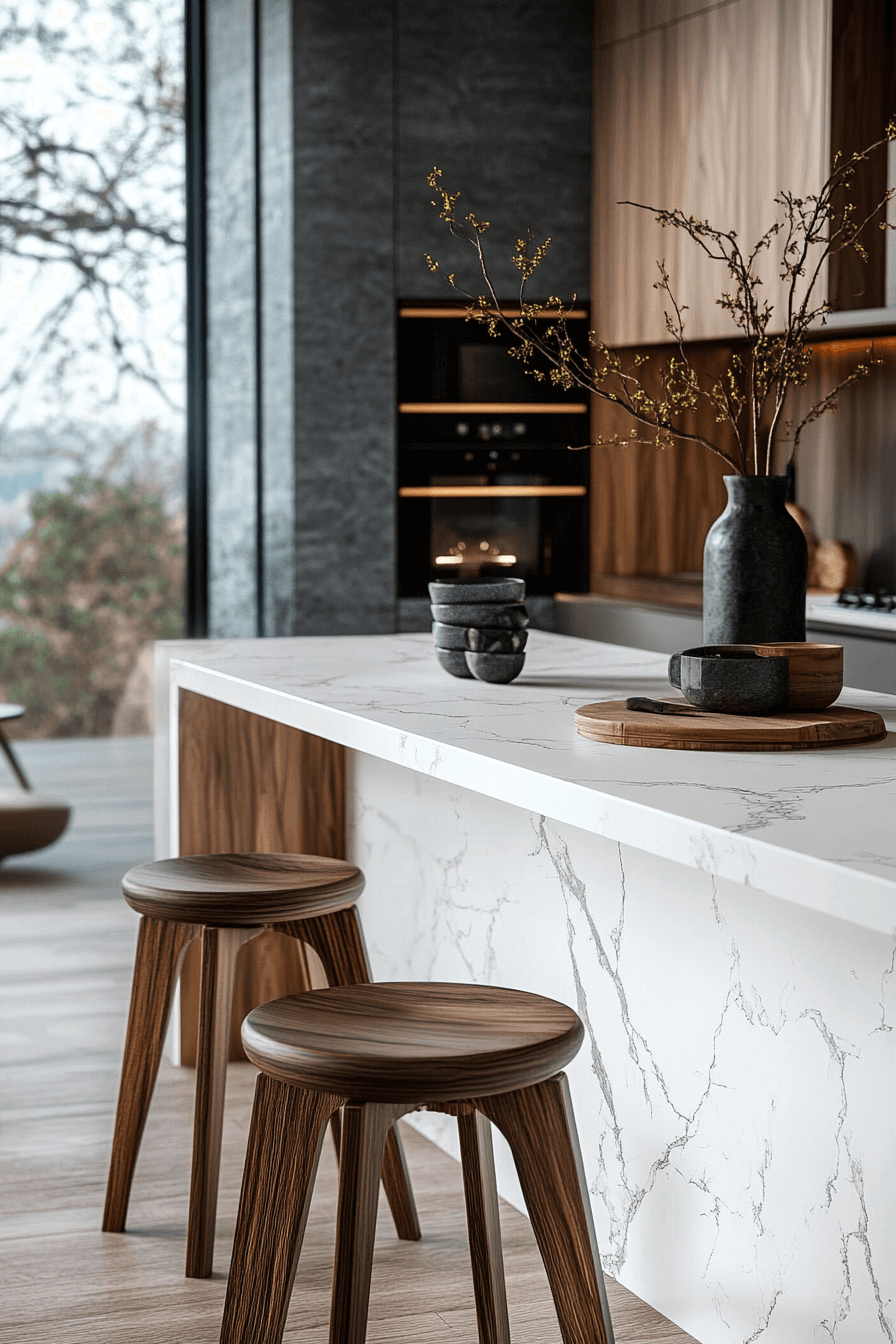 white marble kitchen