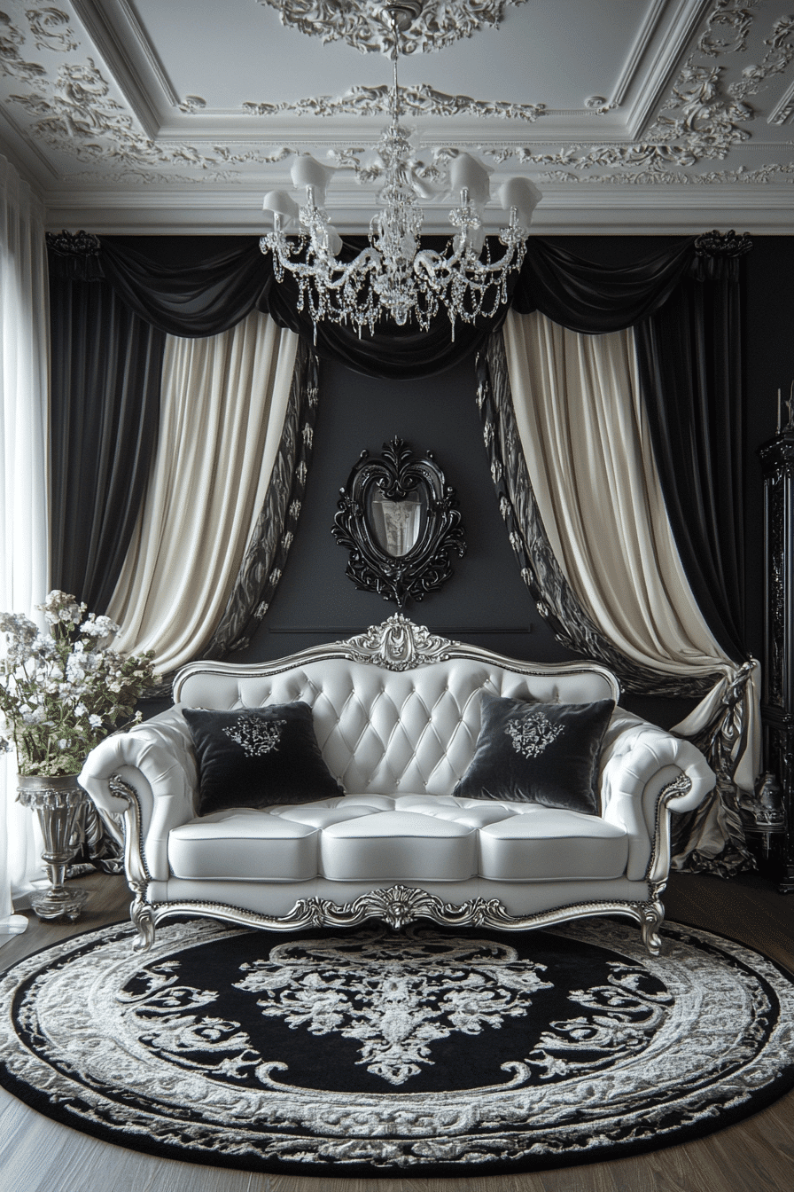 black and white living room decor