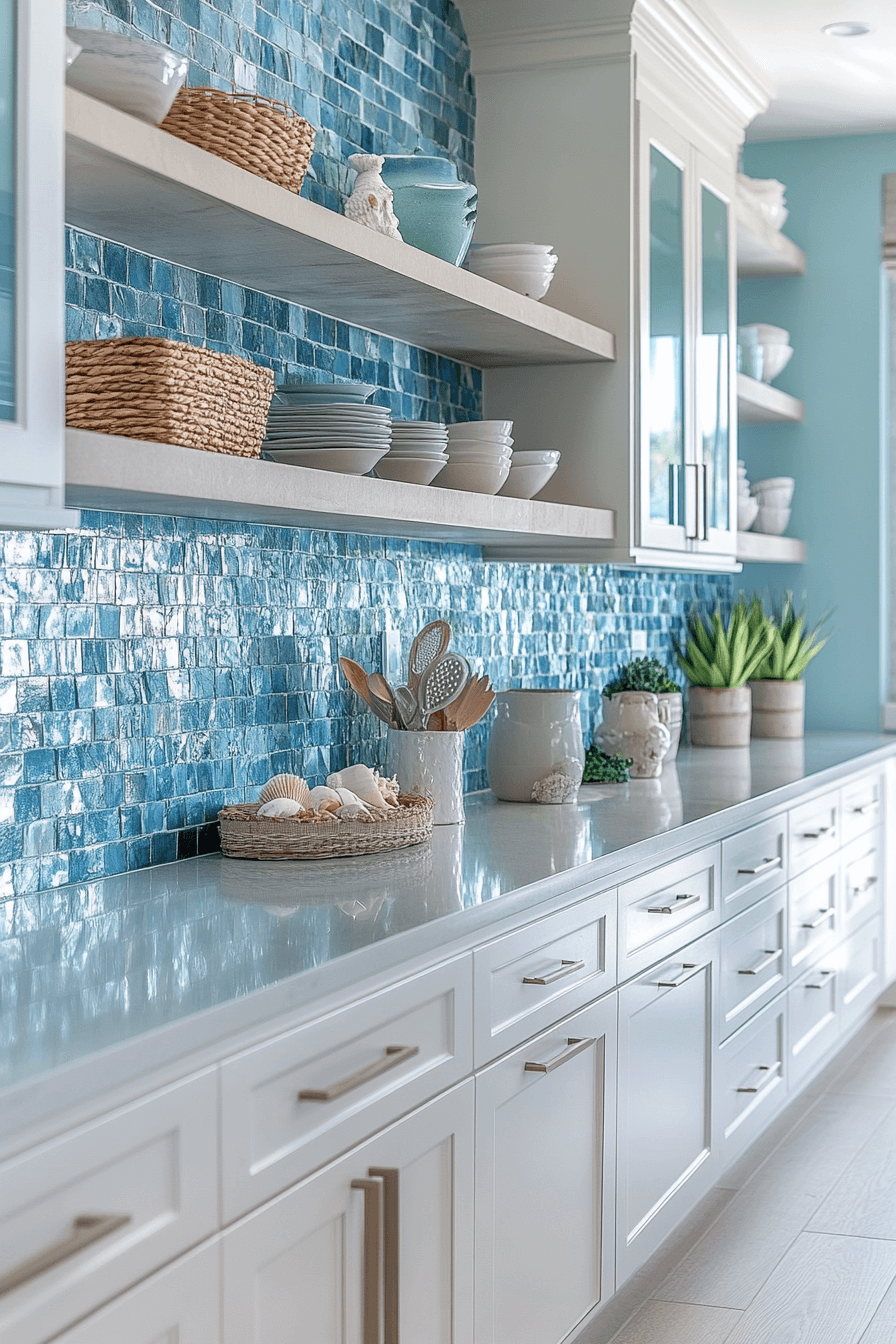 blue and white kitchen